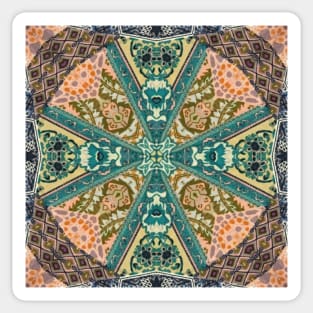 spiritual southwestern ornate orange teal bohemian Sticker